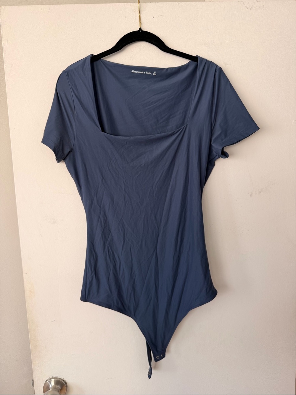 Abercrombie & Fitch Dusty Blue Scoop-Neck Short Sleeve Bodysuit